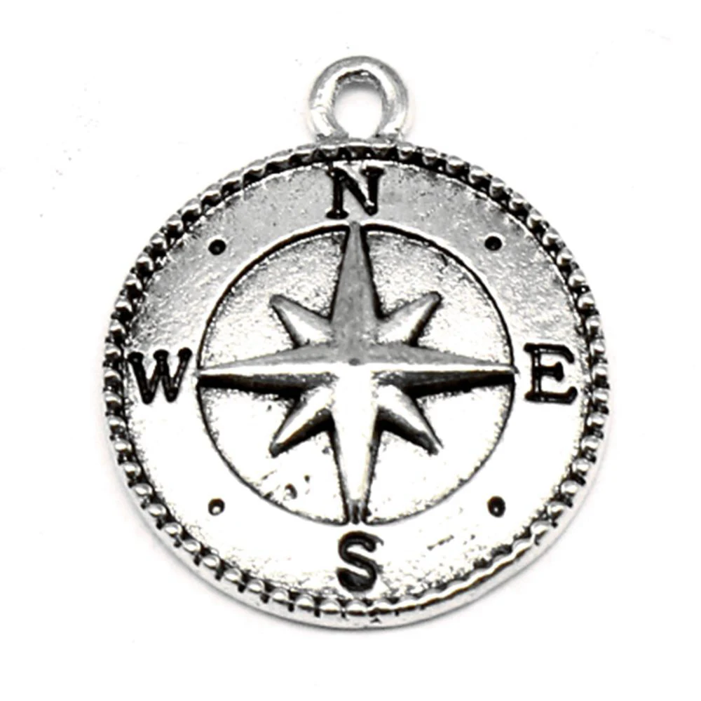 

Compasses Charms Pendants Jewelry Making Craft Jewelri For Woman 21x25mm 5pcs Antique Silver Color