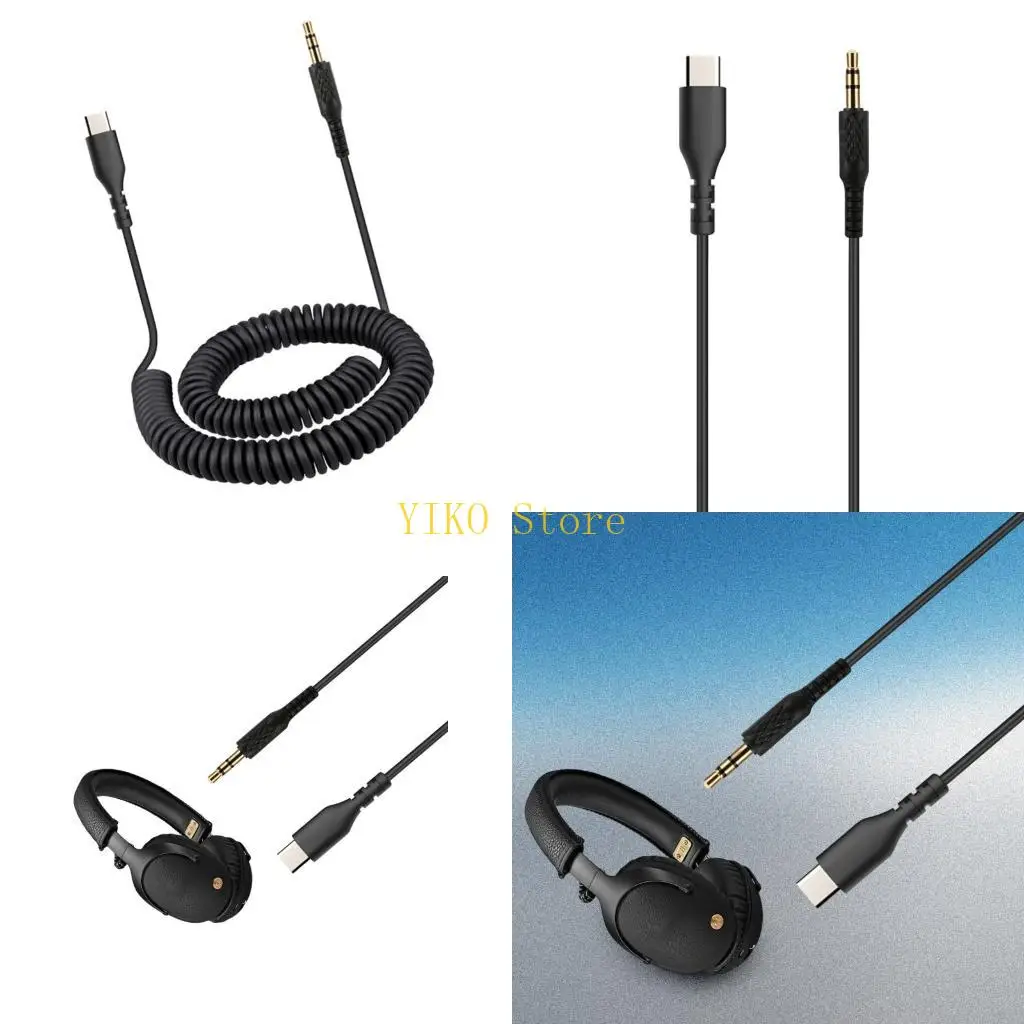 

K32C усиленный спиральный аудиокабель USB C до 3,5 мм, качественный провод без потерь, устойчивый провод для наушников для Major