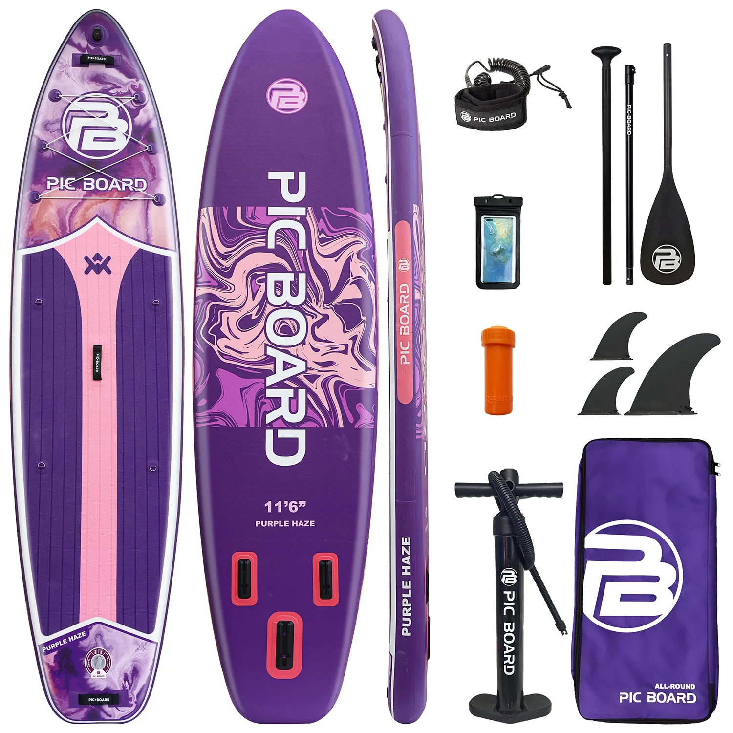 

PIC BOARD 11'6"x35"x6'"Waterproof Inflatable Paddle Board - Standing Style Aquatic SUP Board with Fishing Accessories