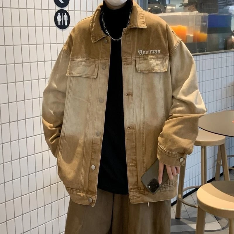 

Spring and Autumn Loose Cowboy Coat for Men New in Cowgirl Outwear Cheap Price Stylish Korea Trendy Branded Denim Jackets Man