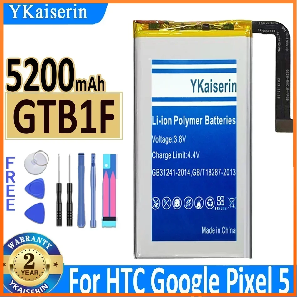 

Аккумуляторные батареи ykaisсеребрин GTB1F на 5200 мАч для Google Pixel 5 Pixel5, аккумуляторные батареи + гарантия на отслеживание кода