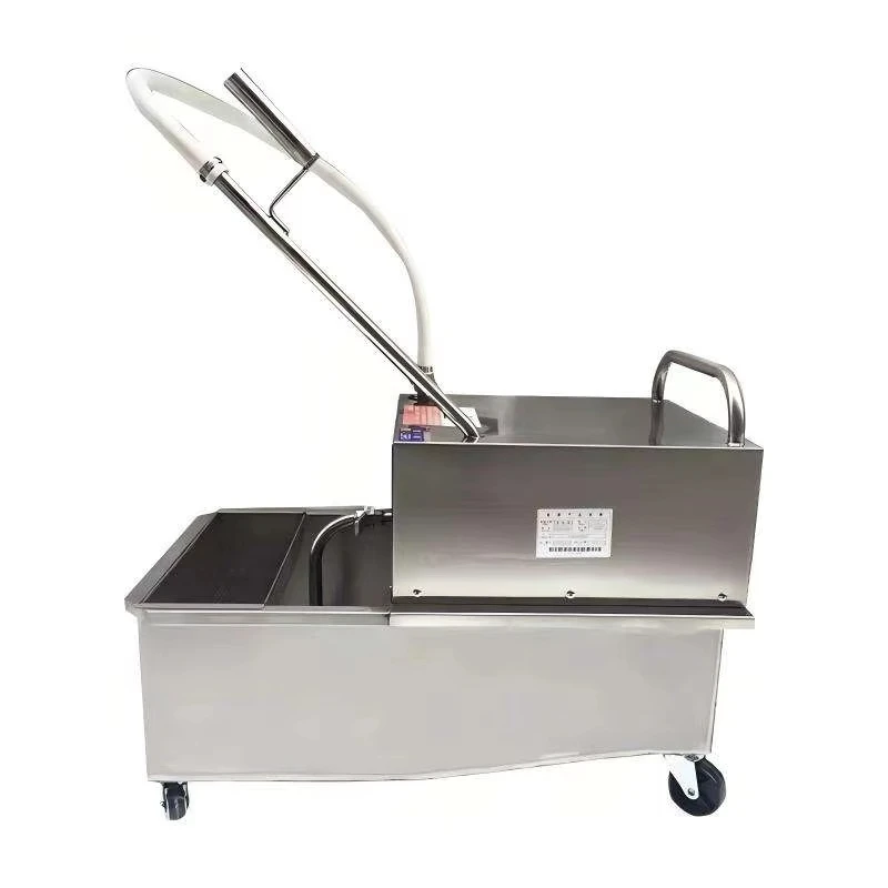 Stainless steel oil filter truck with lockable casters, large-capacity oil storage tank for fast food restaurant oil recovery