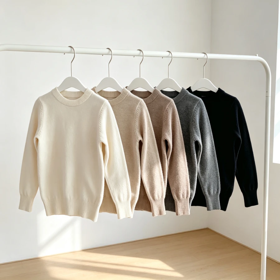 Kids Crew Neck Sweater Wool Blend Knit Long Sleeve Pullover Soft Warm Fall Winter Basic Top for Boys Girls School Daily Wear