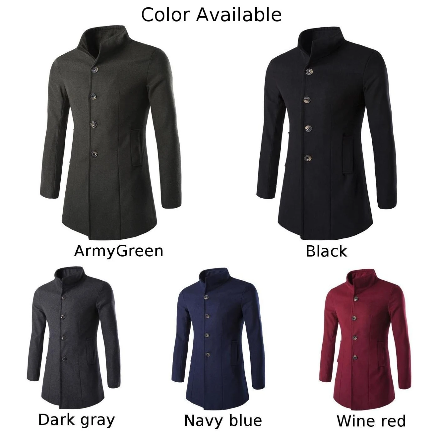 Coat Jacket For Autumn For Winter Jacket Long Sleeve Mens Office Outwear Overcoat Slim Fit Trench Coat Winter Warm