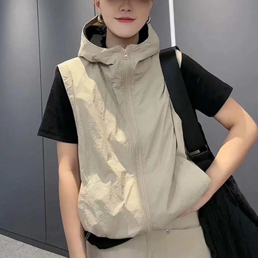 الربيع الصيف الصدريات النساء سترة مقنعين موضة الترفيه الرياضة سترات الحماية من الشمس السيدات سترات بلا أكمام