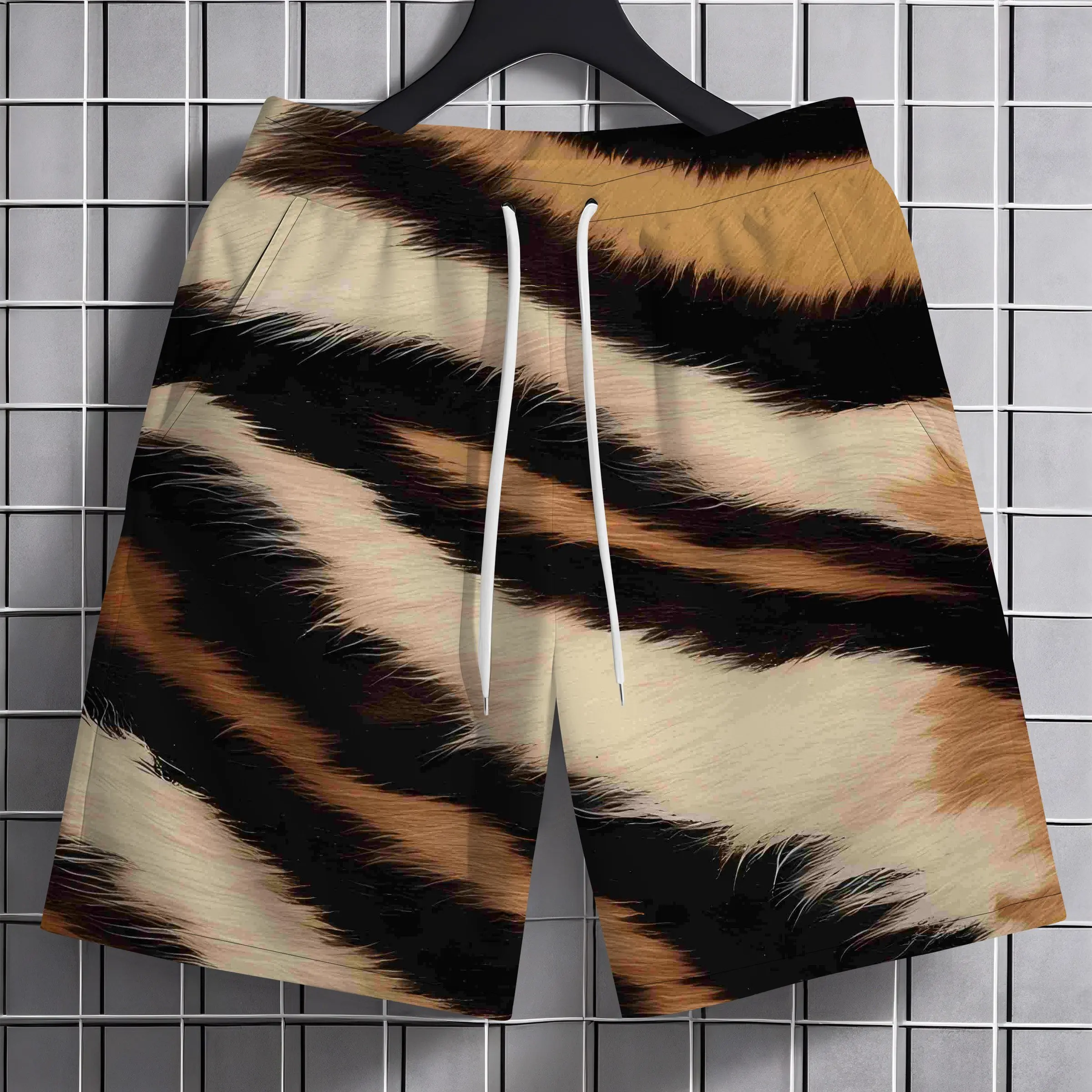 

2026 New 3D Tiger Fur Texture Quick Dry Beach Shorts Men's Quick Drying Shorts Are Suitable for Daily and Training Wear Y2k