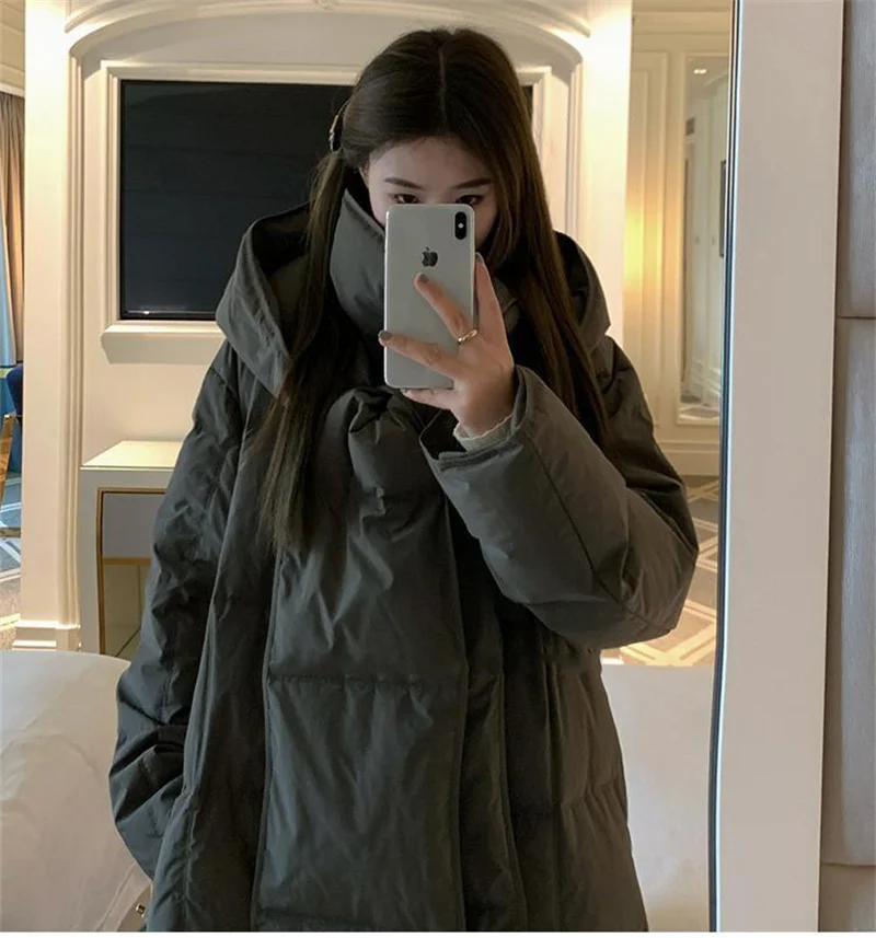 2024 Women\'s Parkas Winter Long Down Jacket Thicken Wram Loose Coat Fashion Hooded Cotton Casual Outerwear куртка зимняя женская