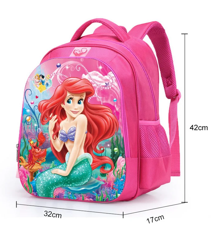 Disney Princess Mochila Escolar para Meninas, Crianças Cartoon Bookbag, Kids School Bags, 16"