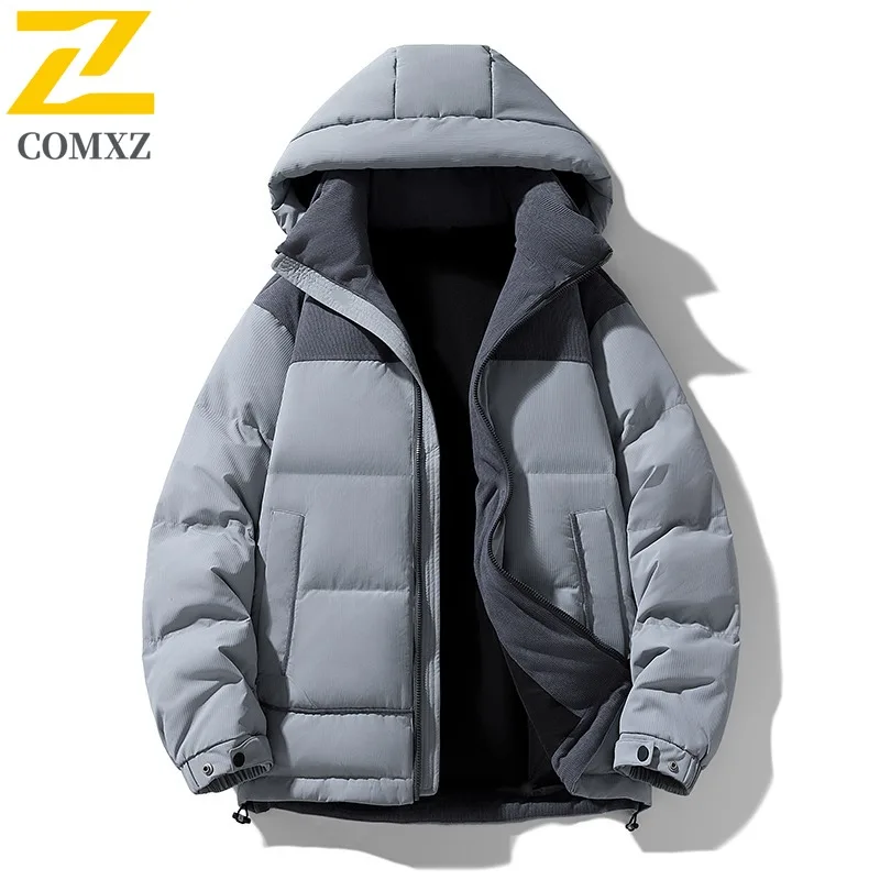 

COMXZ Lightweight Winter Jacket Casual Minimalist Hooded Travel Padded Jacket Streetwear Fashion Quilted Jacket Men's Clothing