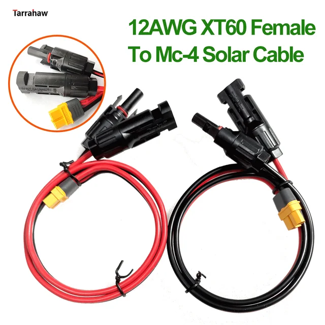 Kabel przedłużający do ładowania słonecznego do XT60 12AWG kompatybilny z Mc-4 do XT60 kabel Adapter do portu wejściowego XT60 przenośna elektrownia