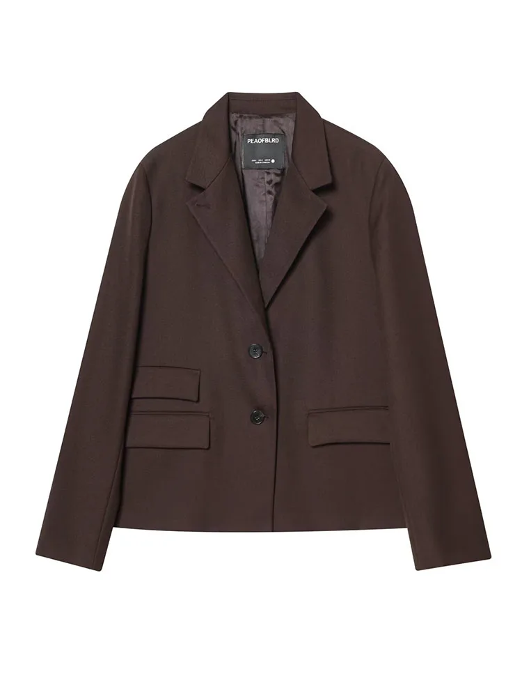 HH سترة نسائية عصرية ذات طية صدر السترة وجيب واحد الصدر مزين بأكمام طويلة + سحاب عالي الخصر طقم تنورة ضيقة واسعة بطيات #2