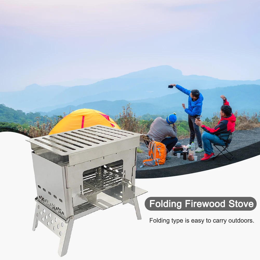 

Stainless Steel BBQ Grill Stove Portable Folding Foldable Cooking Stoves Multifunction for Fishing Hiking for Backpacking Picnic