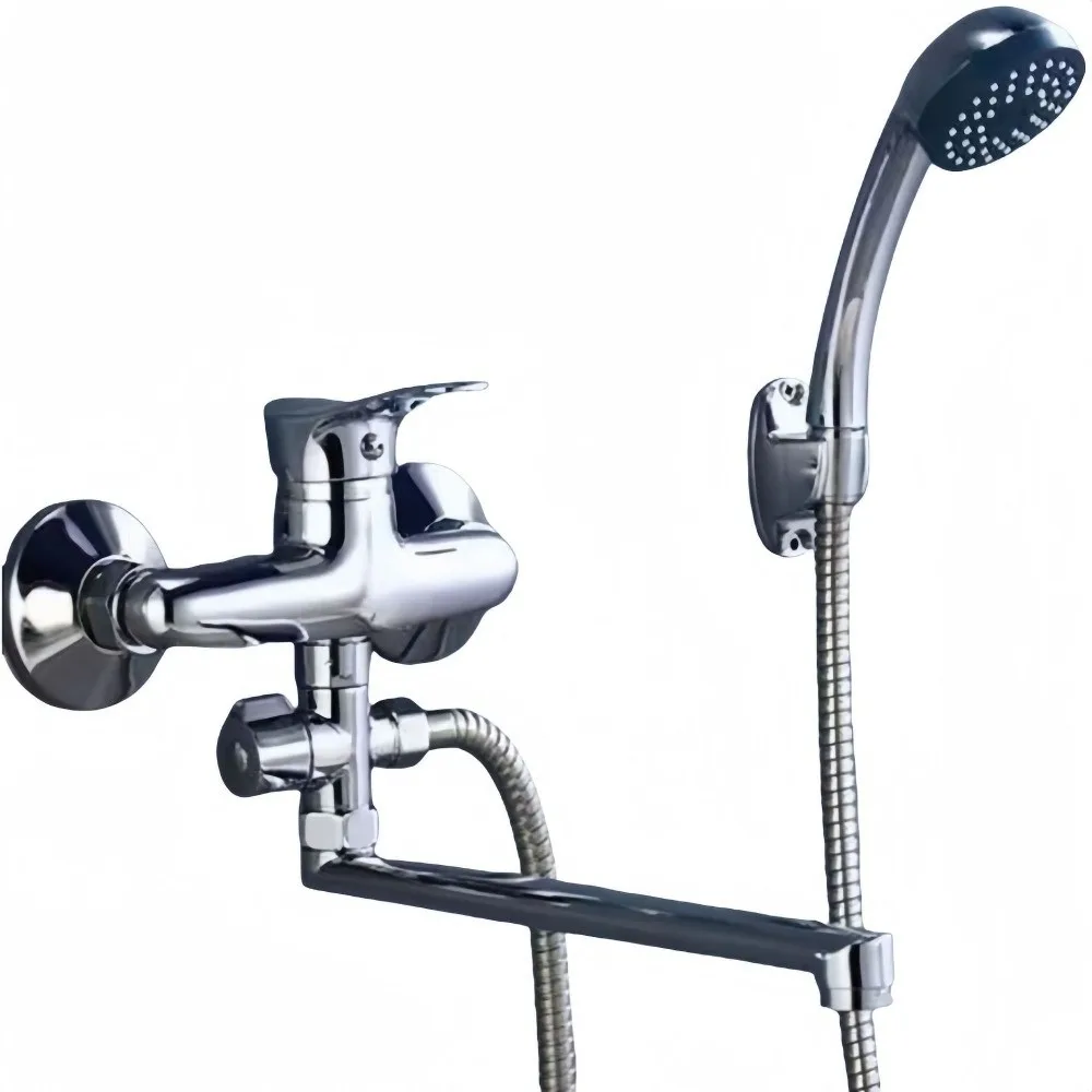 Alloy Bathtub Shower Faucet Set Dual Spout Hot Cold Water Bathroom Kit Long Nozzle Multifunctional Handheld Shower Head Kit