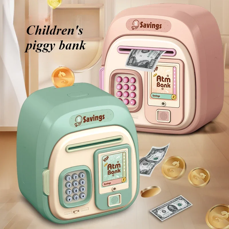 

Children's Smart Piggy Bank Fingerprint Unlock Password Box Automatic Deposit Fun Piggy Bank with Music Gifts for Children