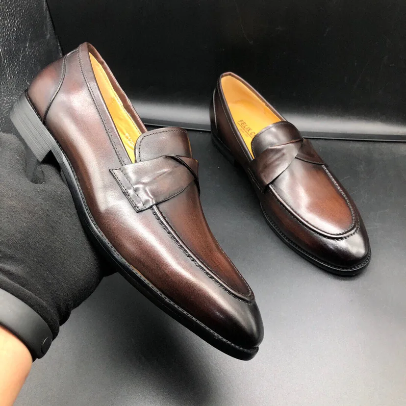 

High-end Handmade Designer Men Shoes Genuine Leather Business Loafers Fashion Breathable Men Flats Formal Shoes for Men