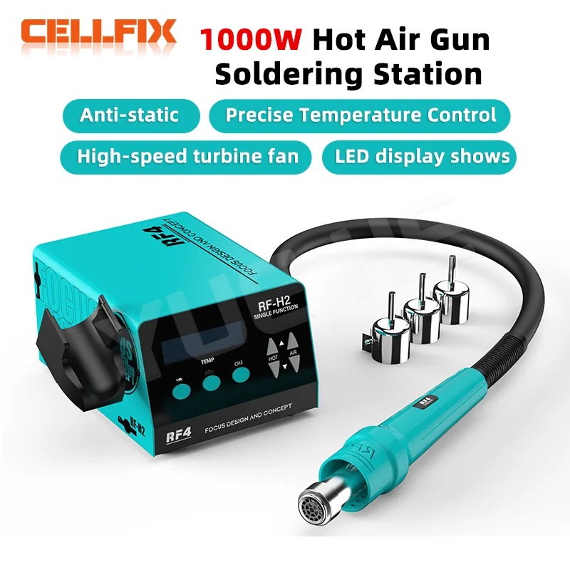 RF4 New1000W سريع ديسولديرينغ مسدس هواء ساخن محطة لحام شاشة ديجيتال ذكي محطة إعادة العمل بغا لإصلاح رقاقة PCB H2