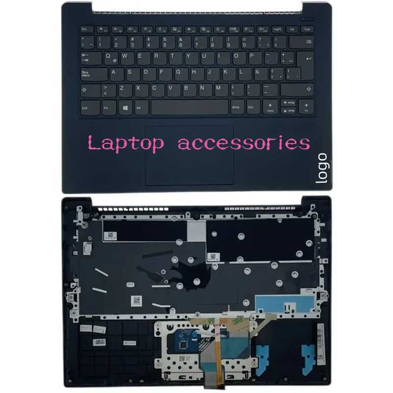 LAS Latin Spanish Keyboard With Blue Upper Case Palmrest Shell Cover For Lenovo S340 14 IWL API IIL IML Laptop 5CB0T25491