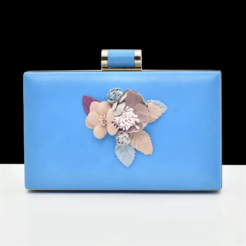 New Arrival 3D Artificial Flower Evening Bag Elegant Box Clutch Purse Women's Wedding Handbags for Party Prom Purses for Women