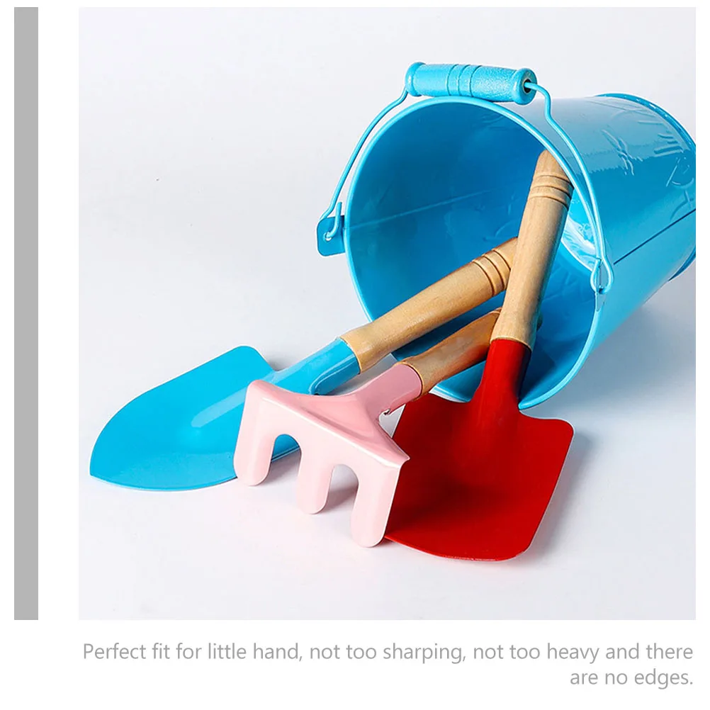 1 set 1 Set Kids Gardening Tools Mini Shovel Rake Hoe Bucket Outdoor Planting For Children Family Garden Yard Sand Beach