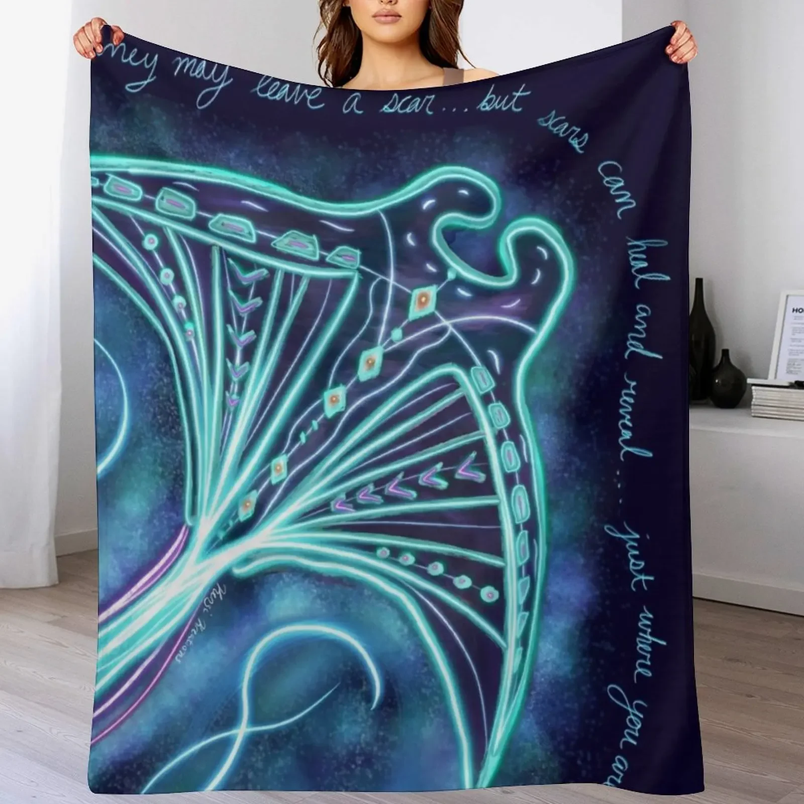 Sting Ray Art Throw Blanket Sofa Quilt Shaggy Luxury St Blankets