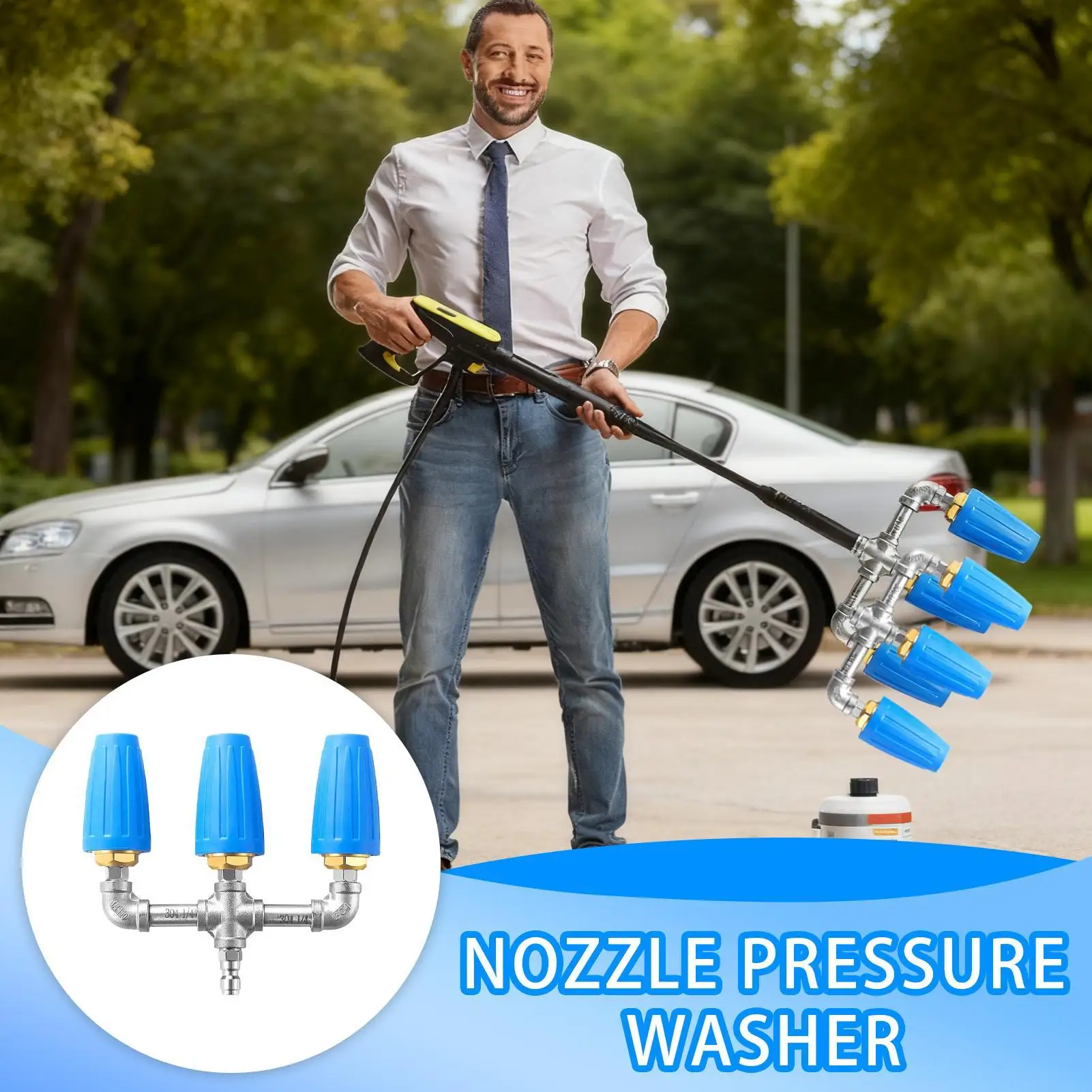 Nosel Mesin Cuci Tekanan Sambungan Cepat, Ujung Pengganti Mesin Cuci Tekanan Kuat Untuk Halaman, Beranda, Taman, Rumput, Balkon, Teras