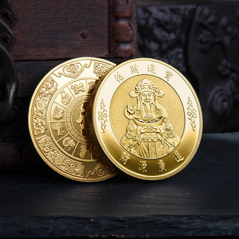 2022 New Year Chinese Coins God of Wealth Treasures Commemorative Mascot for Good Luck Collectible Souvenir Home Decor