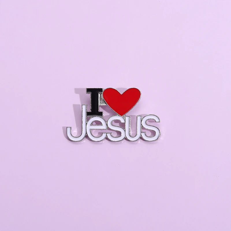 I Love Jesus Enamel Pins Heart Christian Love Faith Accessories Metal Brooches Lapel Badges for Backpack Clothes Pin Jewelry