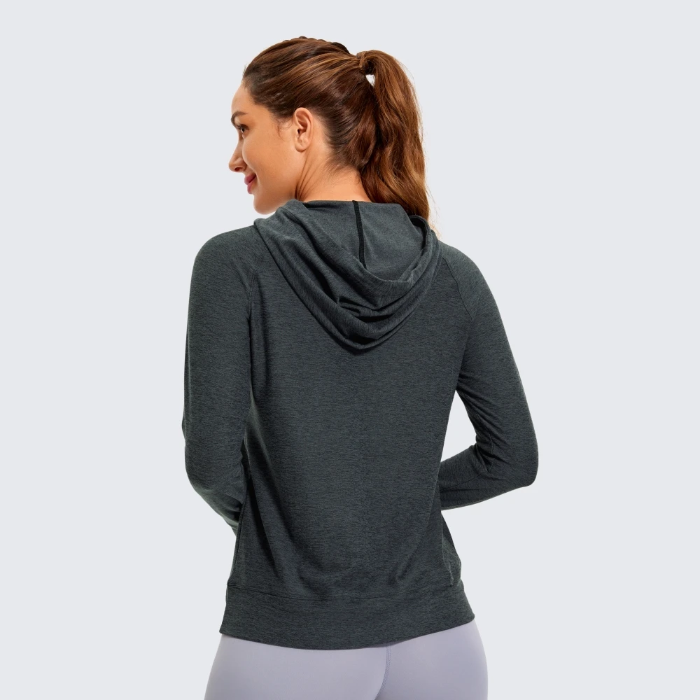 SYROKAN felpa con cappuccio da donna camicie a maniche lunghe Running Workout Top Pullover felpe con tasca Casual per il tempo libero con cappuccio