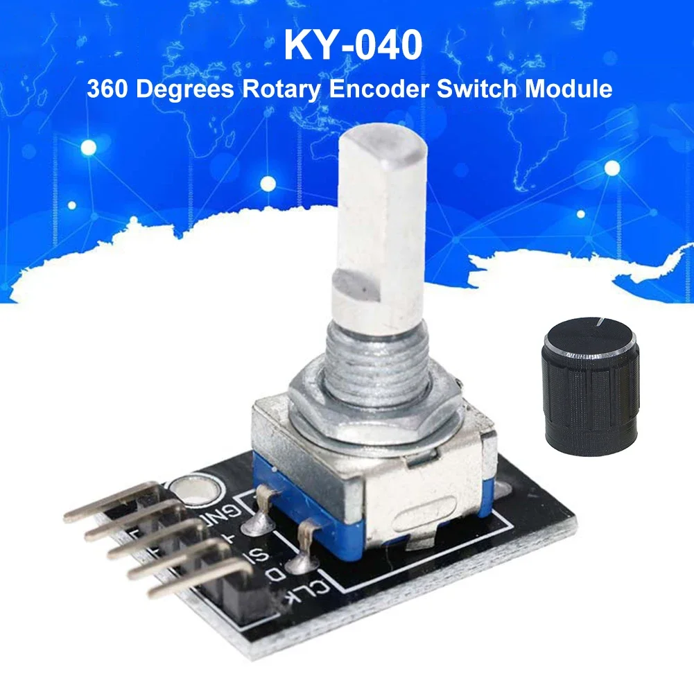 1-8PCS KY-040 360 Degrees Rotary Encoder Module with Knob Cap 5V Brick Sensor Switch Development Board Module for Arduino