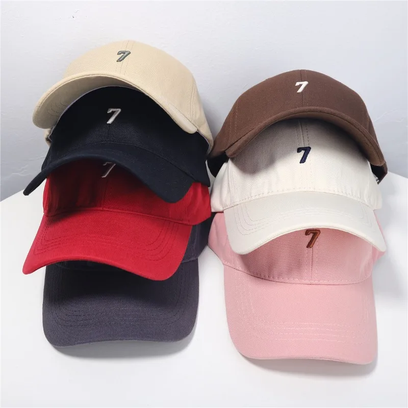

Women's Summer Baseball Hat Korean Version Fashion 7 Embroidered Hat Outdoor Men's Hip Hop Hat Trendy Sunshade Hats