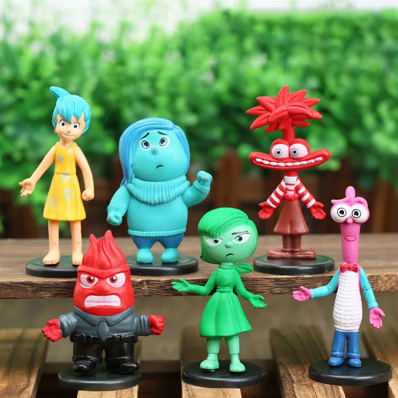 6pcs/Set Inside Out 2 Action Figure Toy Cartoon Movie Joy Anxiety Anger Sadness Disgust Fear Model Doll Figurines Christmas Gift