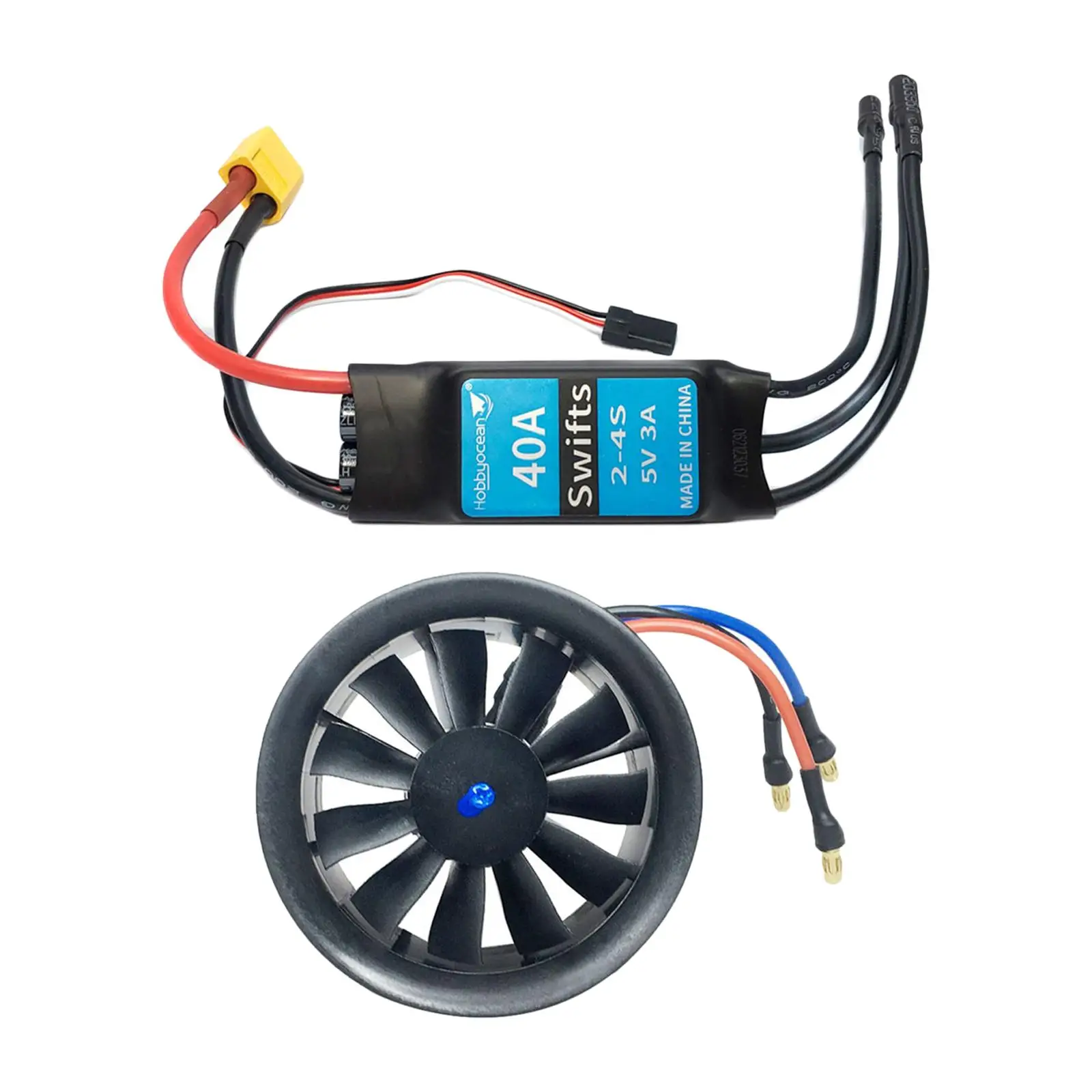 

50mm EDF Duct Fan 4300Kv 11 Propeller Brushless Motor and 40A Electric Speed Controller RC Jet Airplane EDF Plane Accessories