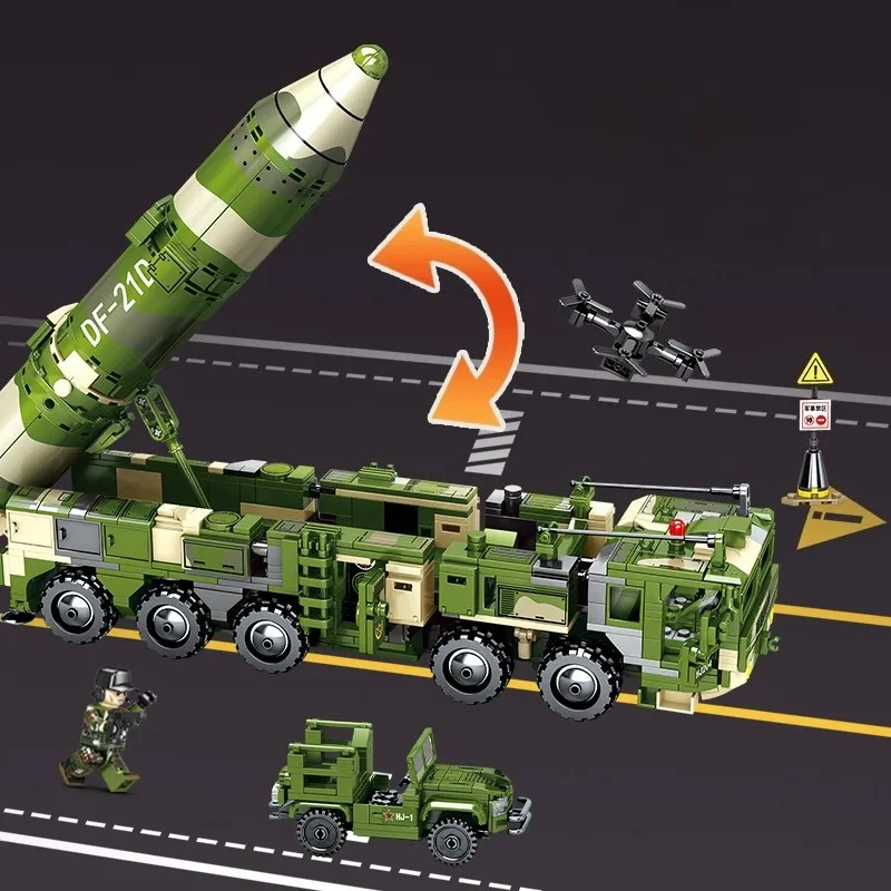 Senbao Military Series Dongfeng 21D Ballistic Missile Transport Vehicle Assembly Model Assembly Building Blocks Toy Gift