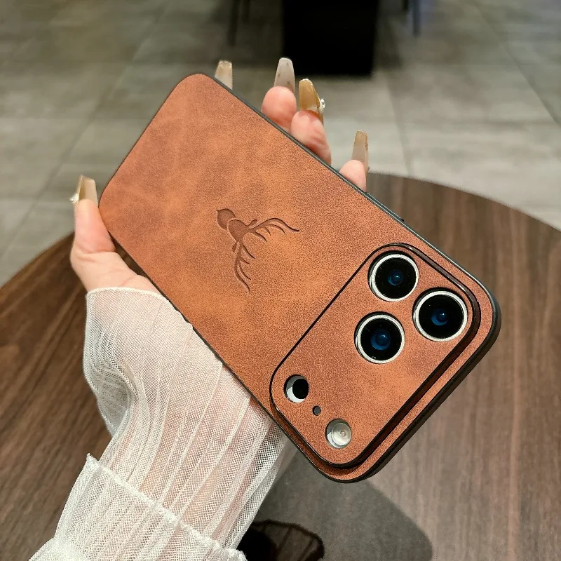Prägung Hirsch Hülle für iPhone 17 Pro Max 17 Air 17 Pro Cover PU Leder Rundum Anti-Fingerabdruck Vollständige Kameraschutzhülle