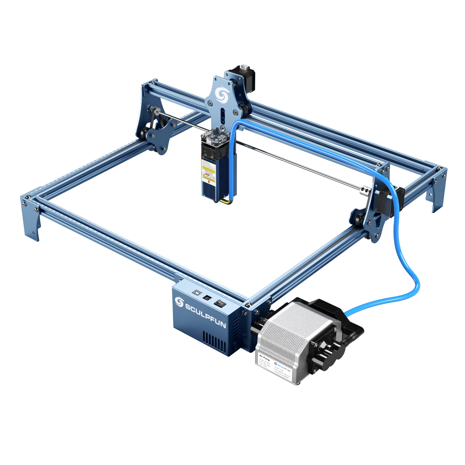 Imagem -04 - Sculpfun Air Assist Bico Kit Assistência a ar de Alta Velocidade Estrutura Metálica Completa Encaixa Lasers s9 Fácil de Instalar Gravação a Laser