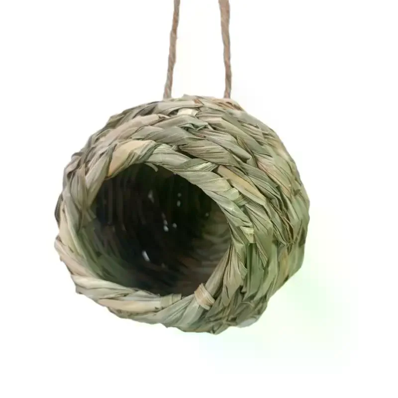 10/12/14cm Birds Nest Bird Cage Grass Egg Cage Bird House Outdoor Decorative Weaved Hanging Parrot Nest Houses Pet Bedroom view 4