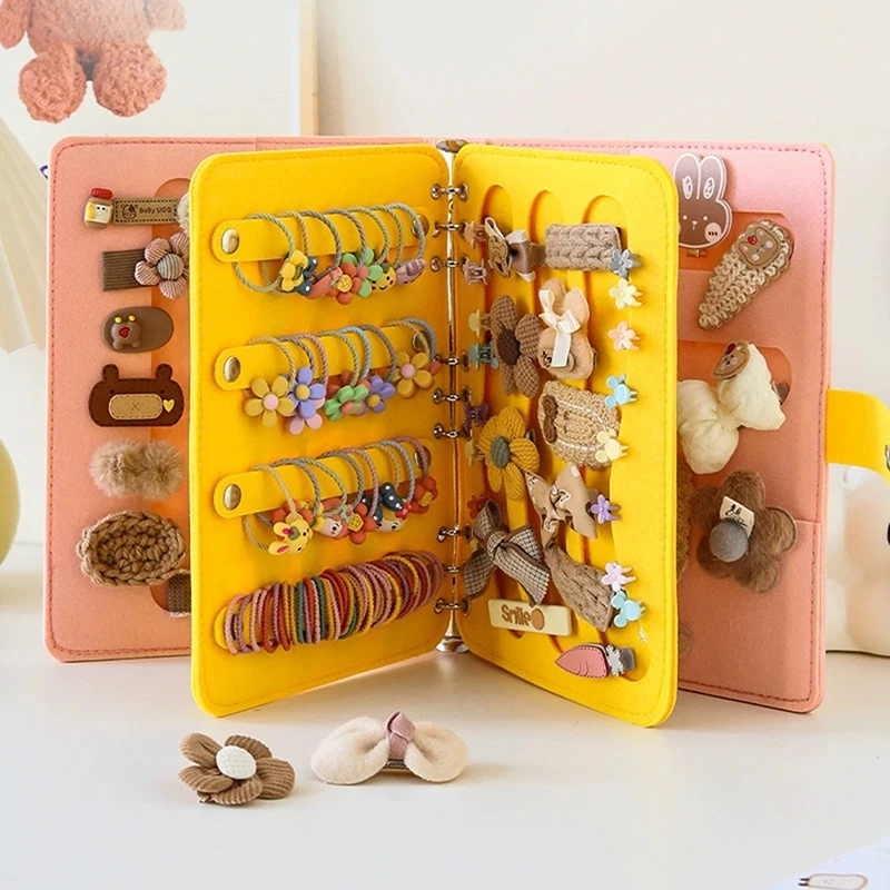 

Hair Accessories Storage Book Foldable Non-Woven Fabric Contrasting Color Large Capacity Easy To Carry Hair Clip Organizer