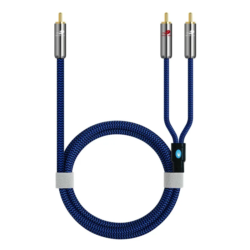 Hifi RCA Male to Dual RCA Male Audio Cable for Subwoofer Amplifier DVD TV Speaker 2 RCA Stereo System Splitter Y Shielded Cords
