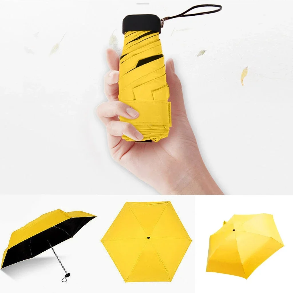 Pocket Rain Umbrella Sun Rain Women Flat Lightweight Umbrella Parasol Folding Sun Umbrella  Mini Umbrella Small Size for Travel