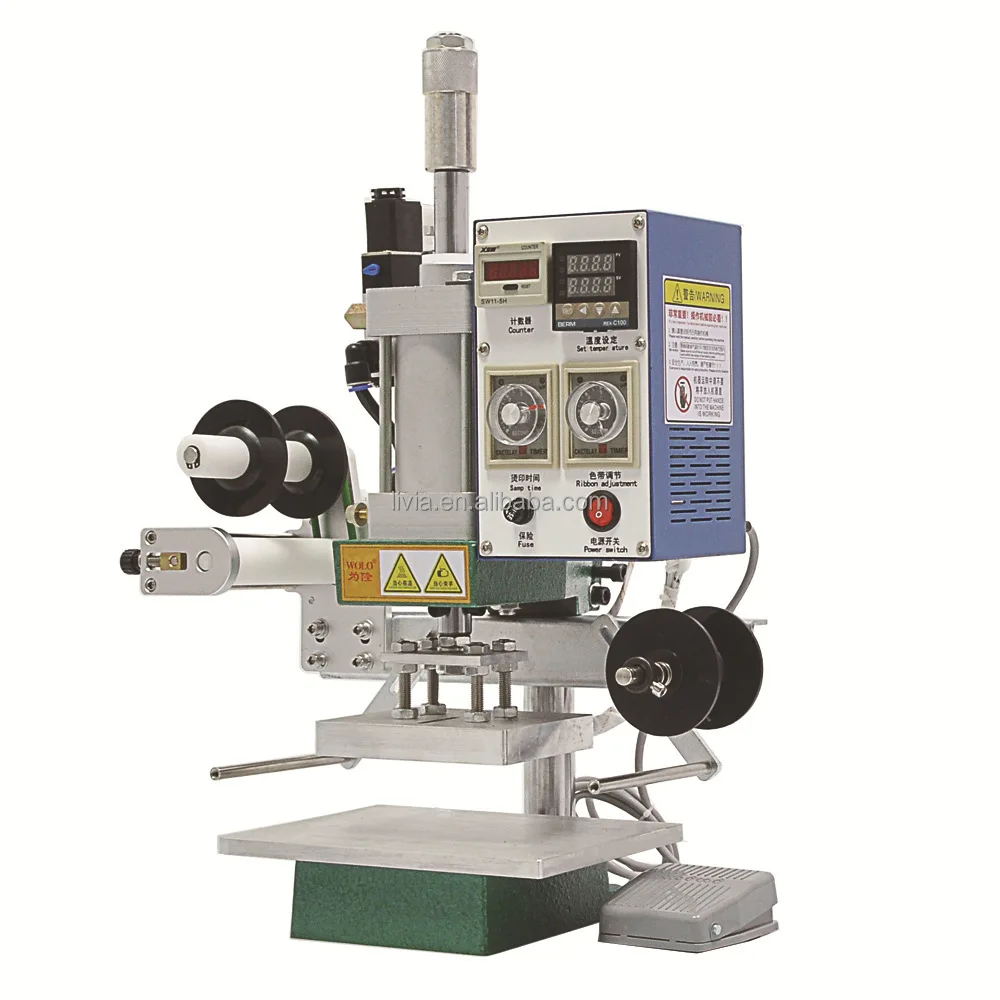 Pneumatic Hot Stamping Machine Wood Automatic Paper Roll Hot Press Machine 500W Branding Machine Logo Business Card Printer