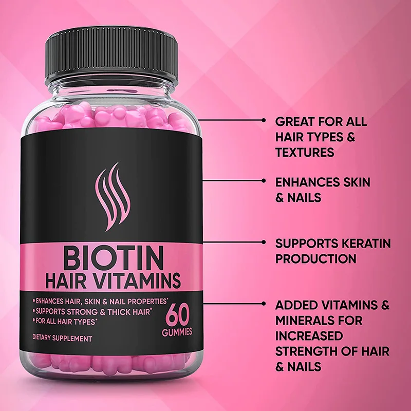 

Biotin hair vitamin gummies promote keratin synthesis, improve hair follicle metabolism, reduce hair loss, repair barrier damage