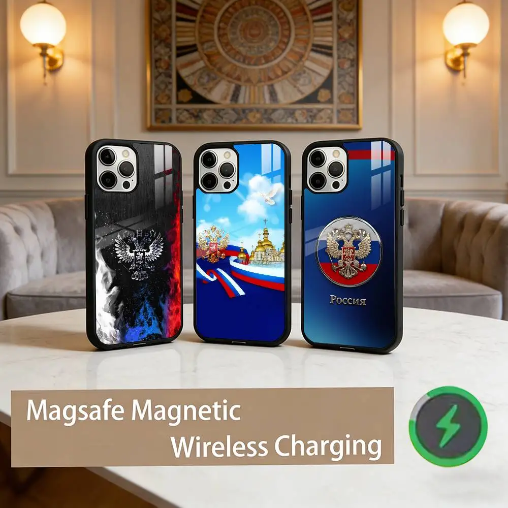 

Russia Flag National Emblem Phone Case For iPhone17,16,15,14,13,12,11 Plus,Pro Max Magnetic For Magsafe Wireless Charging