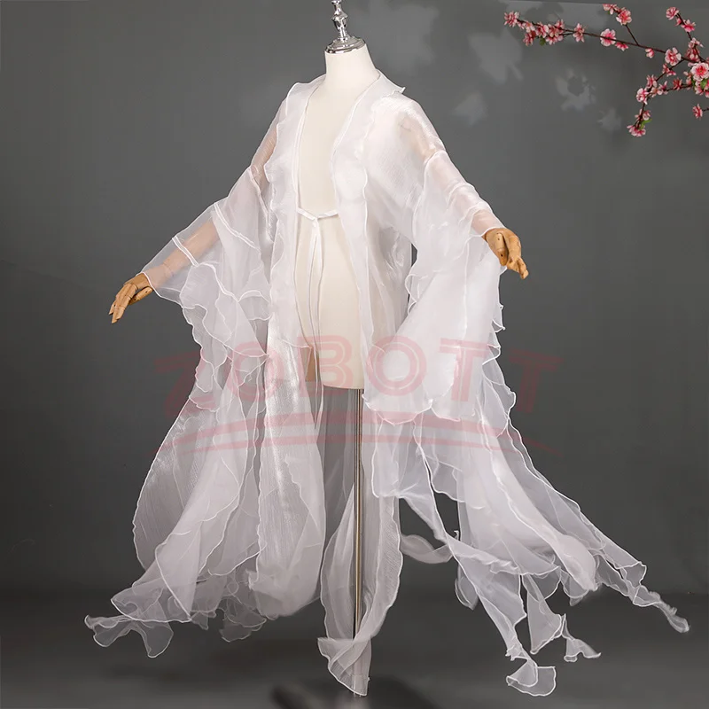 Chinese Ancient Gorgeous Hanfu Overcoat Cardigan Women Elegant Fairy Chiffon Petal Sleeve Cloak Dance Princess Cosplay Costume view 5