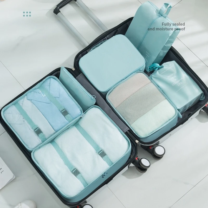 

7 Pcs Set Travel Organizer Storage Bags Suitcase Packing Cubes Set Cases Portable Luggage Clothes Shoe Tidy Pouch Folding