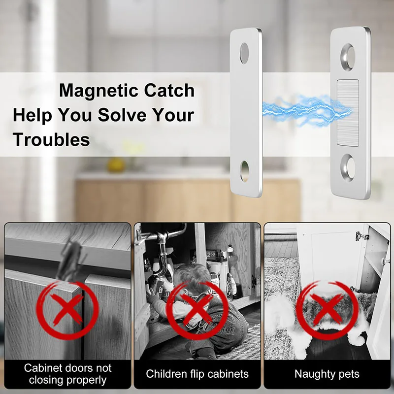 رقيقة جدا غير مرئية خزانة مغناطيسية المصيد المخفية الباب سدادة خزانة خزانة الأثاث الأجهزة لا الحفر ذاتية اللصق #5