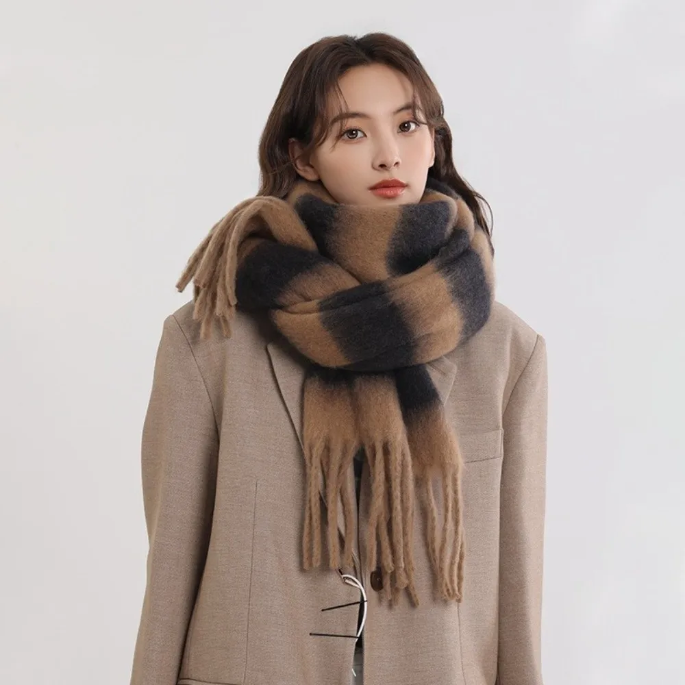 

Модный кашемировый шарф с длинными кисточками, ветрозащитный морозостойкий шарф, шаль, утолщенная пашмина, зима