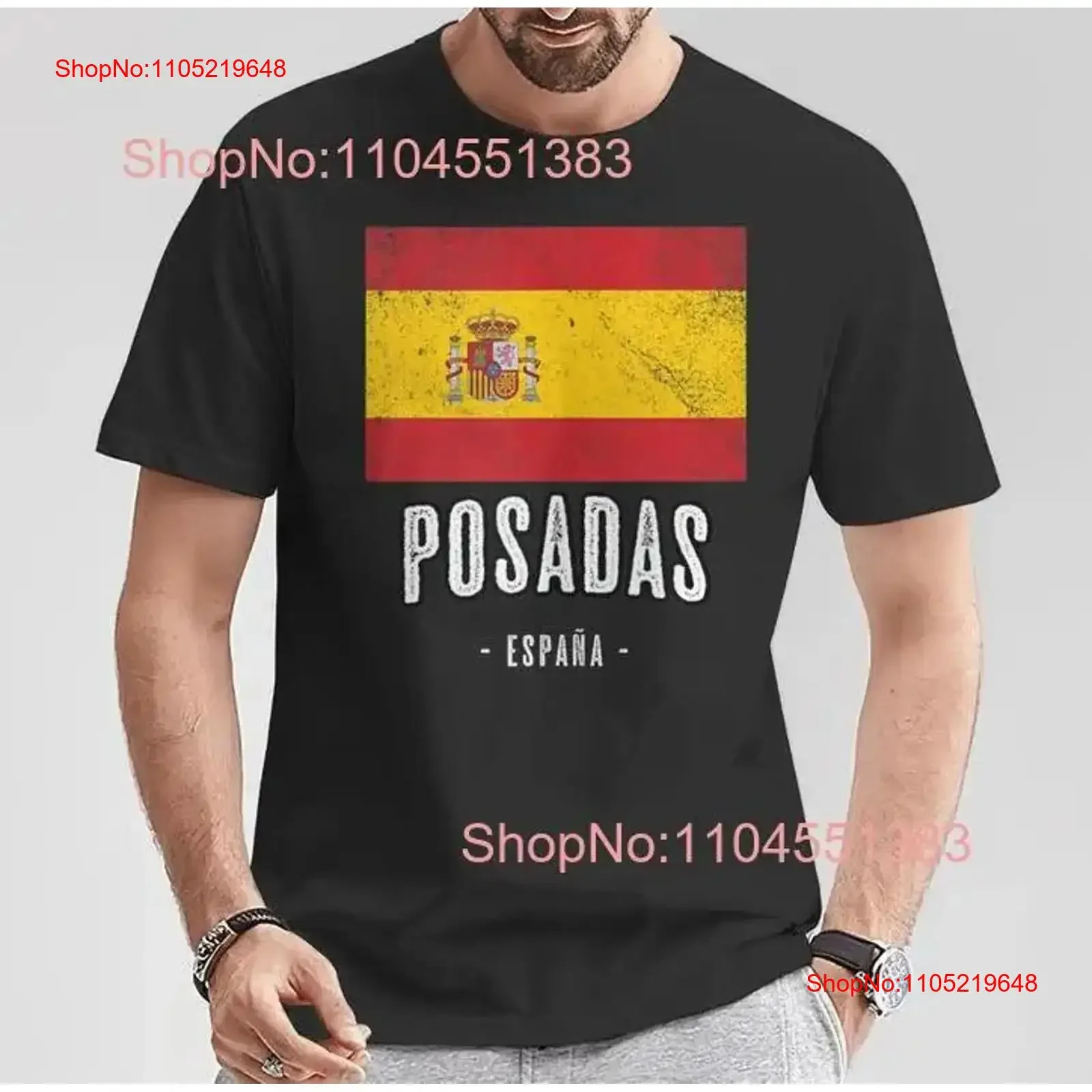 

Posadas Испания ES Флаг City Bandera Ropa Футболка Размер S 5XL винтажная стираная графика Стильная мягкая дизайнерская одежда homme Casual