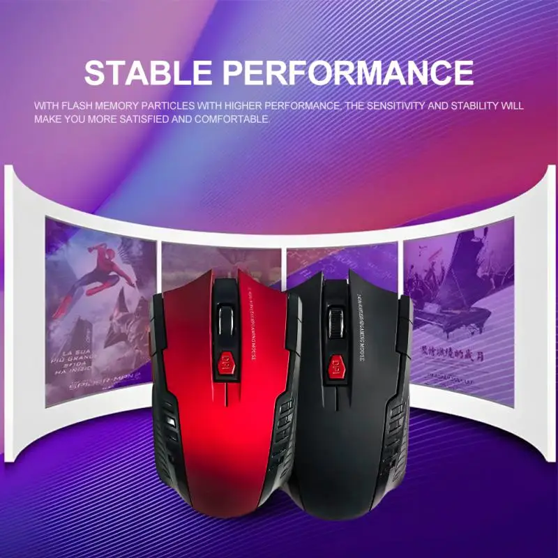 Mouse óptico sem fio profissional, Receptor USB, Rato de rolagem direita para PC portátil Gamer, 6 botões, 2.4G