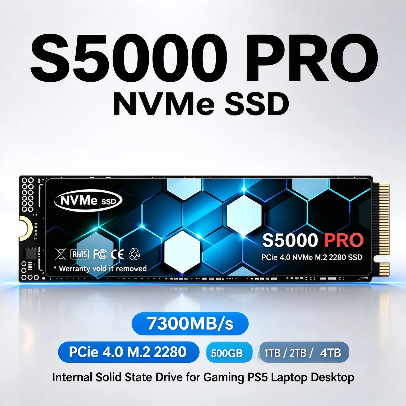 S5000 PRO NVMe SSD 7300MB/s PCIe4 M.2 2280 Unleash The Speed 1TB 2TB 4TB Internal Drive for PS5 Desktop Laptop, Built to Last