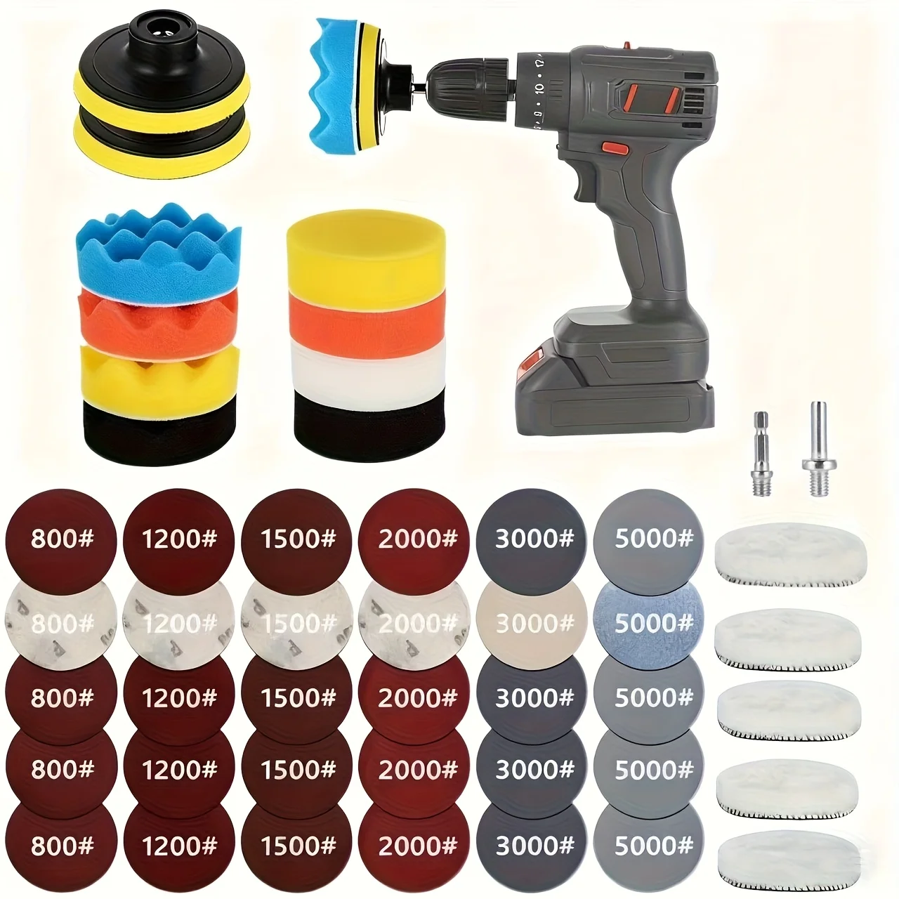 68/47/41pcs 3in Sanding Discs and Polishing Attachment Kit, 3-Inch Wet Dry Headlight Repair Set, Advanced Water Sandpaper padkit